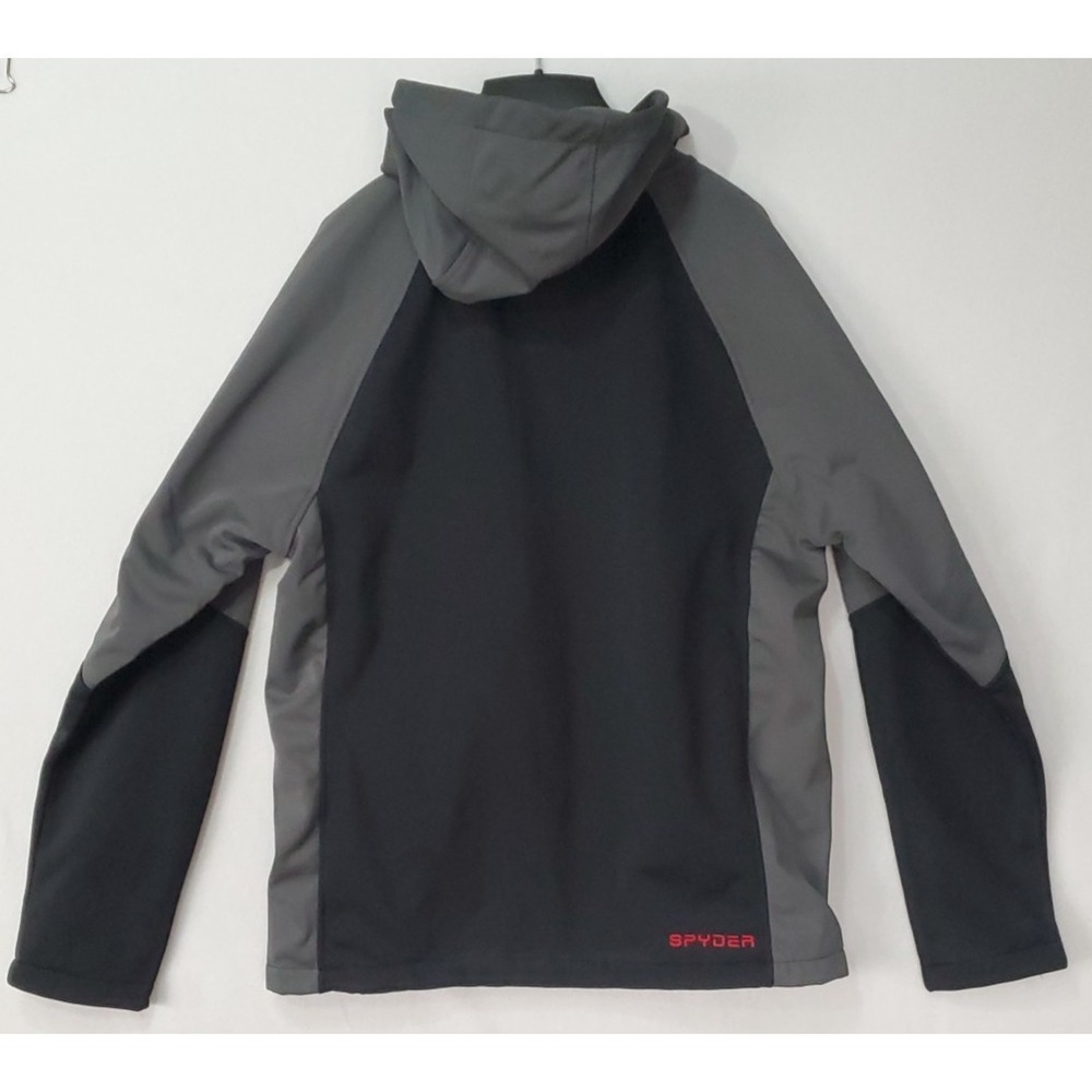 Spyder Soft Shell Hooded Jacket SPFGM183 Black/Gray/Red Men's Size MD NEW! - Picture 2 of 8